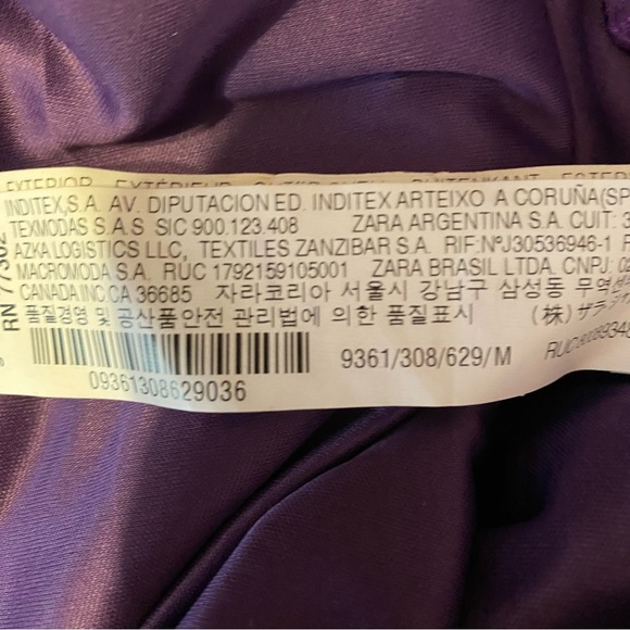 Zara Mini Dress Corset Bodycon Strapless Purple Metallic Satin Size Medium - Picture 11 of 16